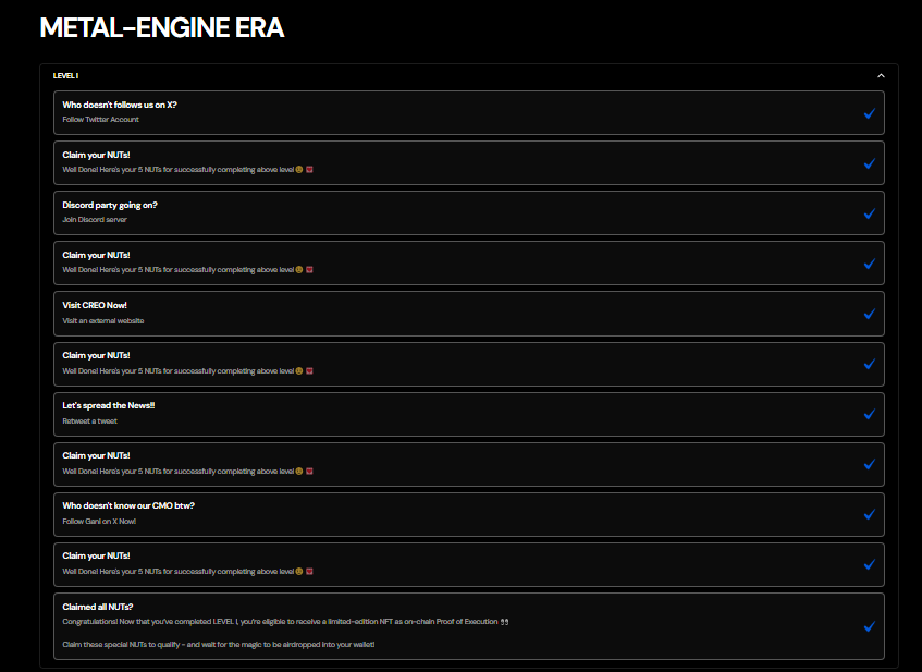 creo engine level 1 tasks