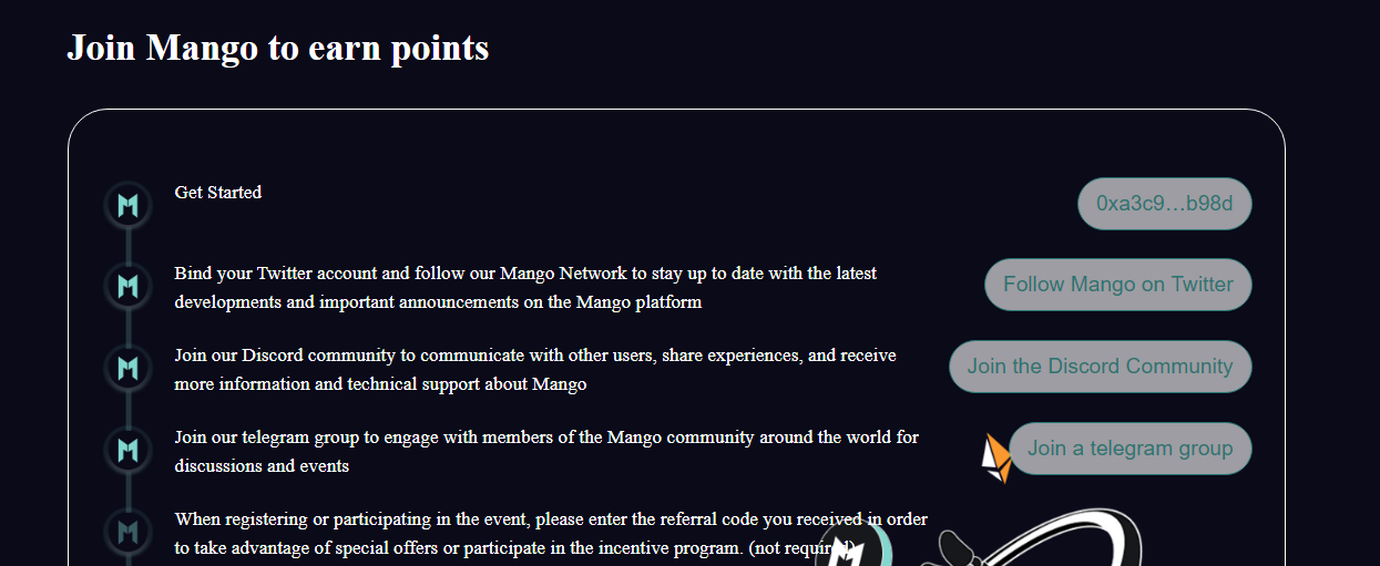 mango airdrop social tasks