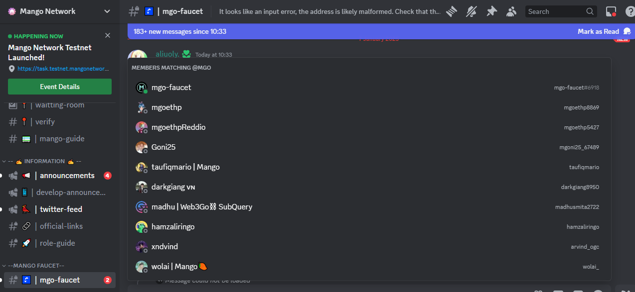 mango wallet discord faucet