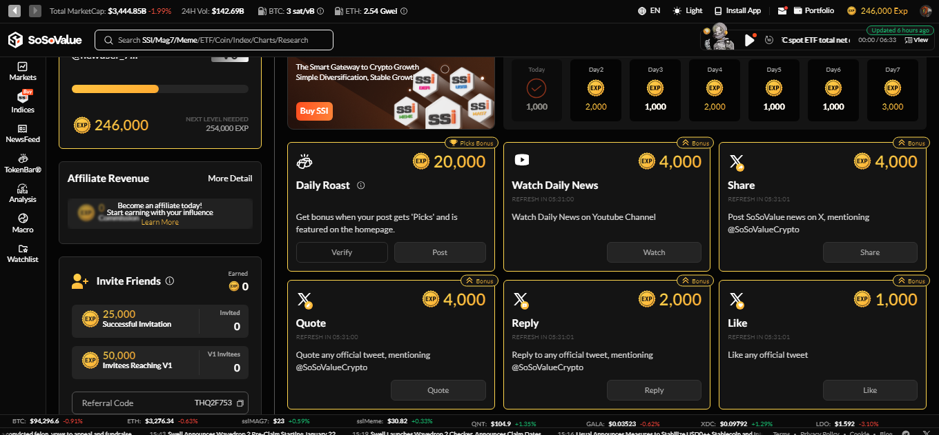 sosovalue social tasks 1