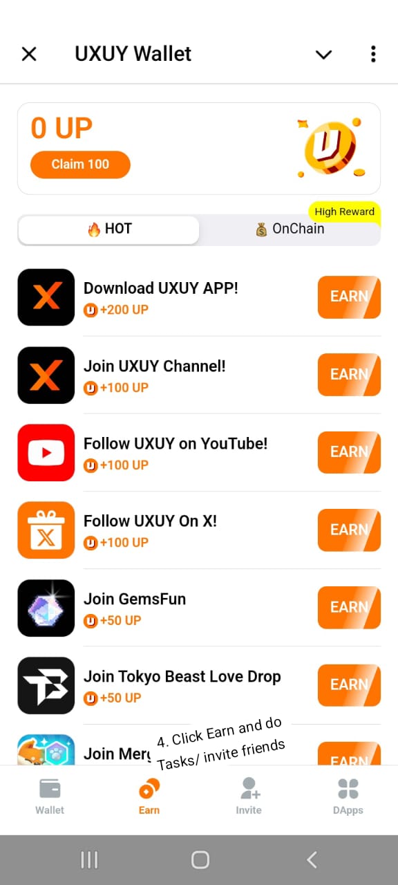 uxuy earn points and tasks