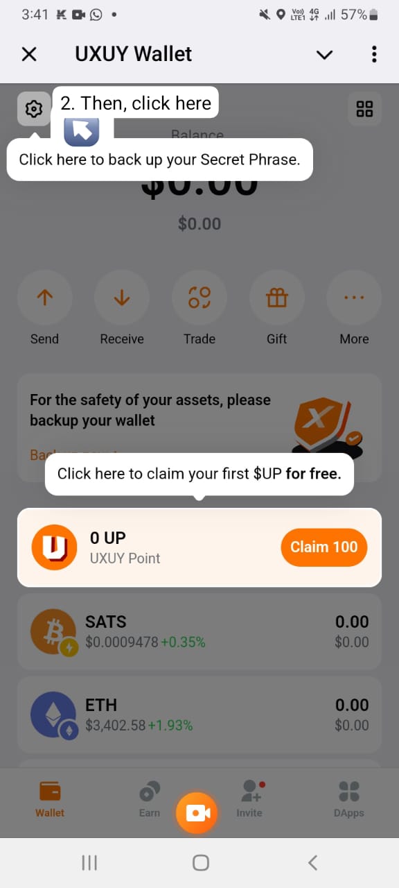 uxuy wallet setting